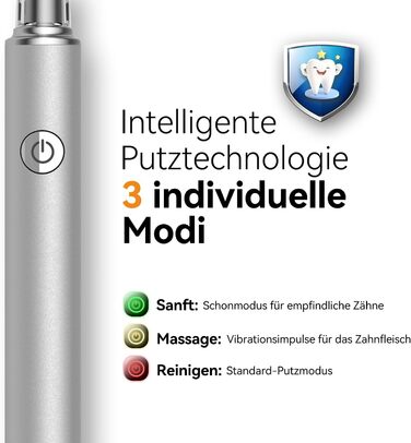 Електрична звукова зубна щітка JTF з очищувачем язика, 8 насадок, 5 режимів, Smart Memory, таймер 2 хв, IPX7, швидка зарядка 3год, для дорослих (блакитний/сріблястий)