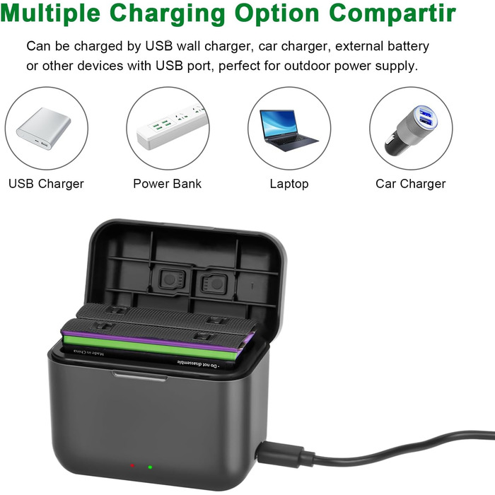 2 x 2800mAh акумулятори Insta360 X4 з зарядним пристроєм USB-C, Li-Ion акумулятори для Insta360 X4, з мікро SD картами