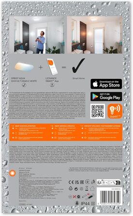 LEDVANCE Smart LED Bathroom Lamp white, 1200LM, 3000-6500K, 300mm x 70mm, IP44, Orbis Bath Bathroom Light with Wifi Technology, dimmable, controllable via App and Voice Assistants (White, 28 x 10 cm, Aqua)