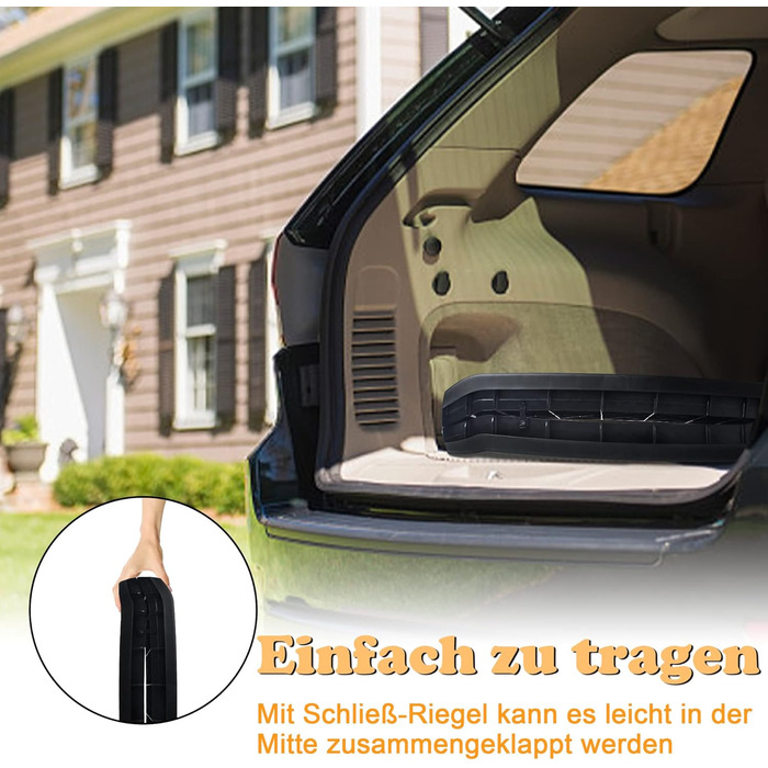 Рампа для собак UISEBRT, складана, для багажника авто, до 90 кг, 156 x 40 см, чорна