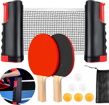 Набір для настільного тенісу з регульованою ручкою та сіткою, ідеальний для гри в приміщенні та на вулиці, тренувань (пакет 2)