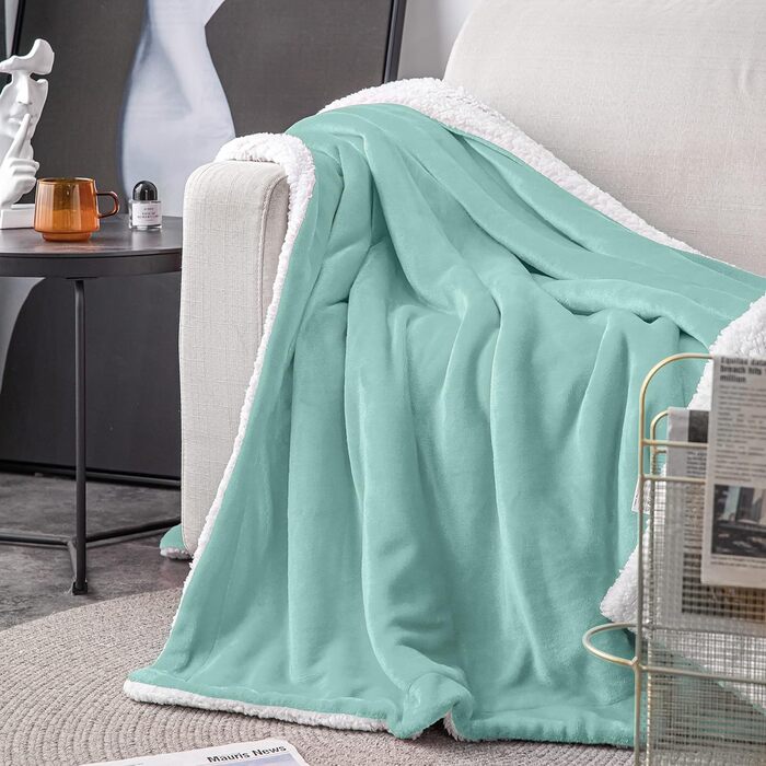 Плед Mixibaby для дому, теплий та м'який, 150 x 200 см, м'ятний колір