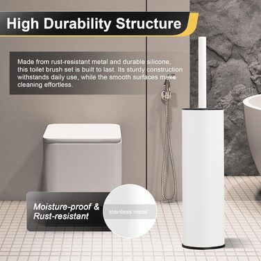Металева щітка для унітазу Dazi з підставкою, 2 шт. для глибокого очищення, захист від бризок та засорювання (білий)