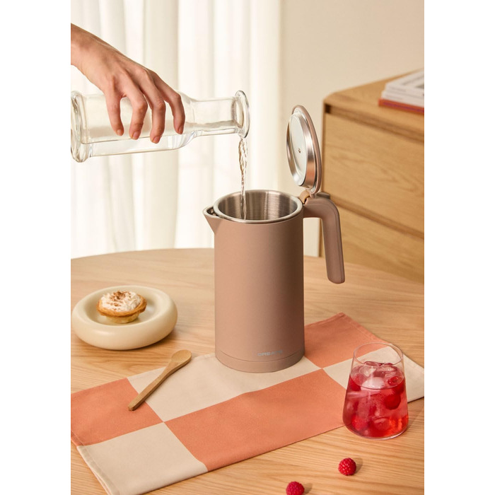 Електричний чайник Studio Pro 1L з регулюванням температури, підігрівом та системою зберігання кабелю, автоматичним відключенням, 1000W (Mokka)