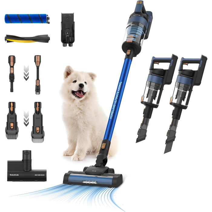 Електричний акумуляторний підмітач Taurus Homeland Ultimate Animal HVCA7296B, метал та пластик, синій та чорний