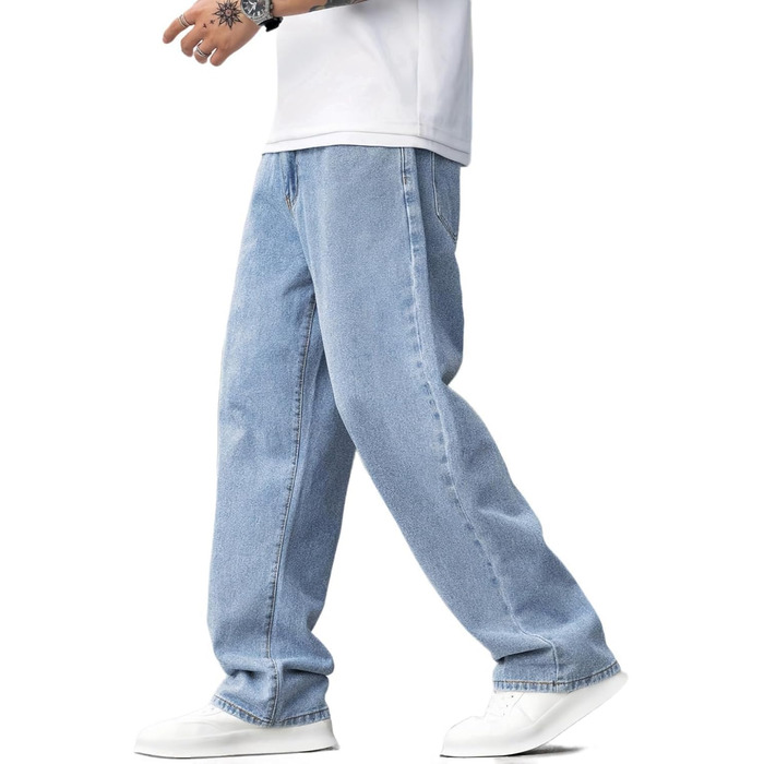 Чоловічі джинси Baggy Y2K Streetwear Vintage - вільні світло-блакитні джинси з широкою штаниною, класичний крій