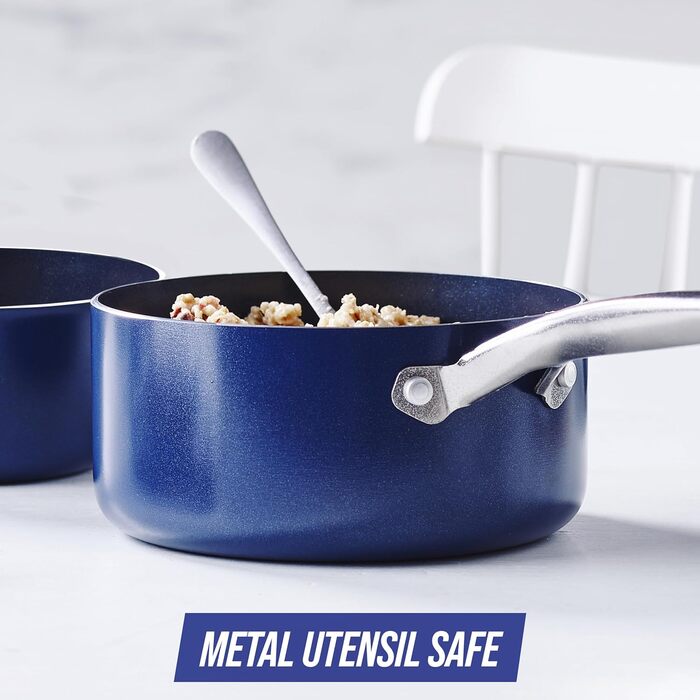 Набір посуду Blue Diamond Cookware Diamantstruktur Keramik Antihaft, 0.9 л, з кришкою та ручкою, не містить PFAS, для плити (не індукція), можна мити в посудомийній машині, можна використовувати в духовці