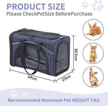 Транспортна переноска для котів та собак Petfit | Переноска для подорожей літаком | Безпечний транспорт в авто, поїзді та літаку (Medium, balu)