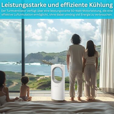 Турбовентилятор Zilan з пультом керування: Aircooler, охолоджувач повітря, підлоговий вентилятор-колона, тихий, енергоефективний, з осциляцією