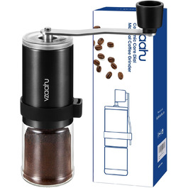 Vzaahu Кавомолка ручна, 6-ступенева, керамічний жорно, для дому, офісу, подорожей, срібна, чорна