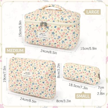Набір косметичок для жінок: 3 шт. для макіяжу, подорожей та повсякденного використання. Великі косметички для дівчат та жінок