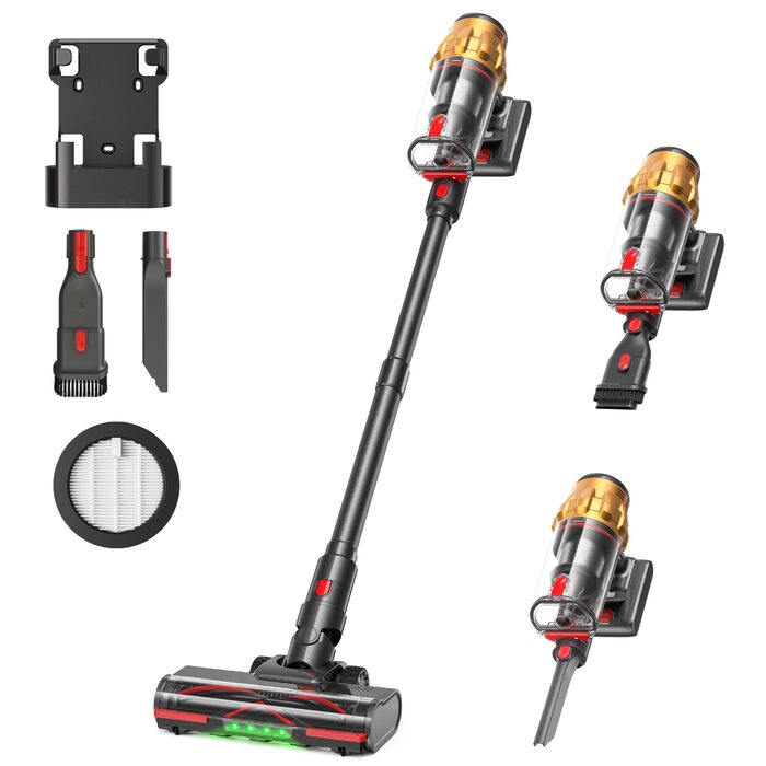 Бездротовий акумуляторний пилосос Lubluelu 550W/50KPa з дисплеєм та антизаплутувальною насадкою, до 50 хвилин роботи, для твердих поверхонь, килимів та шерсті тварин