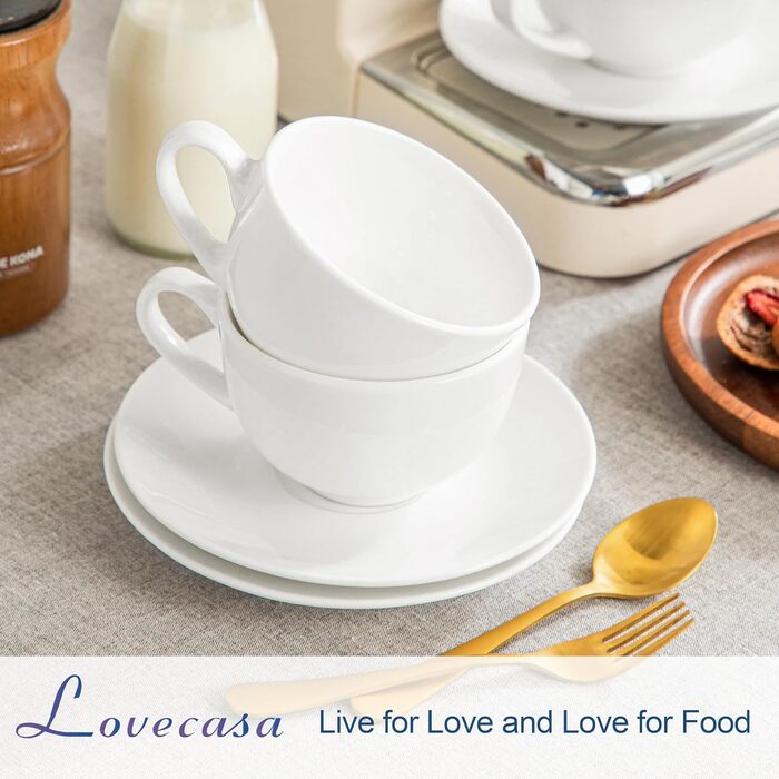 LOVECASA Кавовий сервіз з порцеляни, Sweet, 12-ти частинний, 230 мл, білий, для 6 осіб
