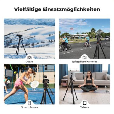 Штатив для камери K&F Concept з гідравлічною головою, алюмінієвий компактний штатив для DSLR, відеоштатив 187 см з тримачем для смартфона та планшета