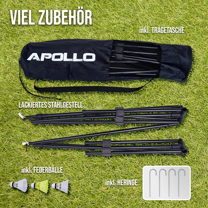 Apollo Adjustable Badminton & Volleyball Net Set - 300cm, 400cm, 500cm - Indoor/Outdoor