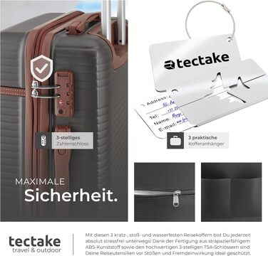 Набір валіз tectake® 13-TLG: 3 твердокорпусні валізи з колесами та дорожня сумка, замок TSA, антрацит