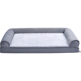 Amazon Basics Foam Dog and Pet Bed with Removable Cover, Gray, (L x W x H) (U-shaped Sofa - Gray, 91 x 69 x 17 cm)