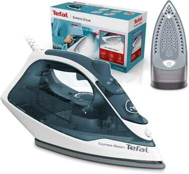 Tefal Express Power Iron Steam Iron with a powerful 185g steam burst, (XGlide Ceramic soleplate with three steam zones, 2400 Watt, drip stop, automatic steam quantity regulation) Durilium with lint remover