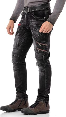 Чоловічі джинси Cipo & Baxx Destroyed | Розмір 40W/32L, Чорні | Модний стиль Biker