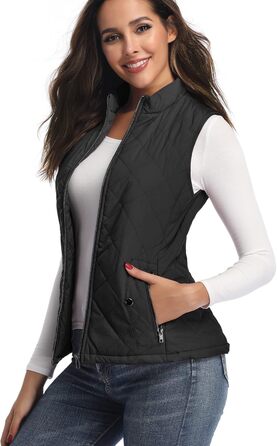 Жіноча жилетка LONGKING легка з коміром, степна безрукавка з блискавкою, чорна