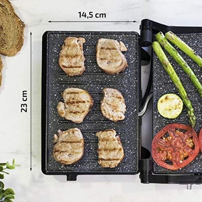 Cecotec Rock'nGrill Dark 1000 Electric Grill with Stone Coating - PTFE & PFOA Free - 750W