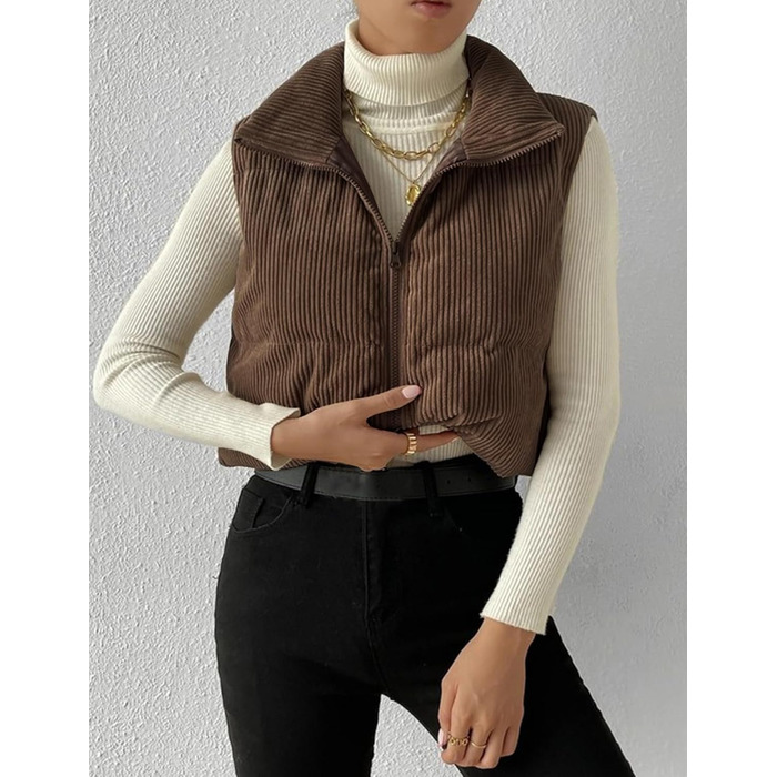 Жіноча куртка Gihuo з начосом та блискавкою, коротка модель (L, Кофе)