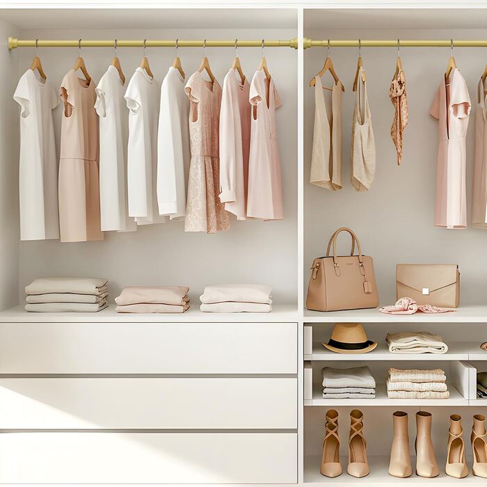 Штанга для карниза без свердління 113-196 см, телескопічна, для душу, штор, ванної кімнати, вікна, кухні, шафи, золота