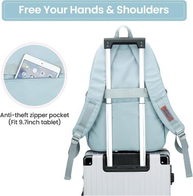 Шкільний рюкзак для дівчаток-підлітків: стильний та водонепроникний, 3-9 клас, для школи та подорожей, блакитний (8529)