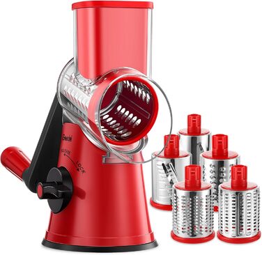 Трока для овочів та сиру з 3 наборами лез, біла (червоно-чорна, 5 лез)