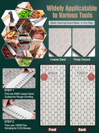 Двостороння алмазна точилка Kalolary 400/1000 для ножів, ножниць, кухонних та туристичних інструментів