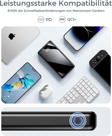 Портативний акумулятор Power Bank 26800mAh з LED дисплеєм, швидкою зарядкою 22.5W USB-C PD3.0 & QC4.0, чорний. Сумісний з iPhone 16 Pro Max, Galaxy S25 Edge/S24, планшетами