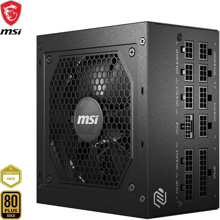 Блок живлення MSI MAG A750GL PCIE5 750W, 80 Plus Gold, повністю модульний, ATX 3.0, підтримка PCIe 5.0, 120мм FDB вентилятор, чорний