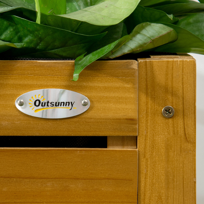 Високе грядкове кашпо Outsunny 64 x 80 x 30 см зі складним столиком і внутрішньою обшивкою з дерева, квітник/город для трав у коричневому кольорі