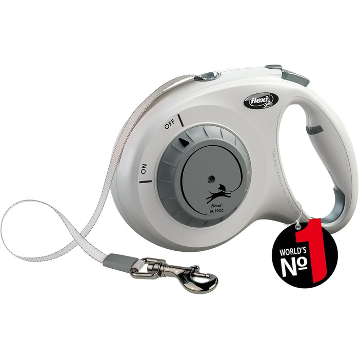 Flexi Select повід для собак, 7 м, чорний, регулювання 0-7 м, до 25 кг (світло-сірий, Medium)