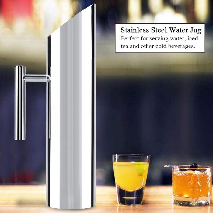 Water Carafe Pitcher Stainless Steel Water Jug for Home Office Hotel Cold Water Iced Tea Wine (2L)
