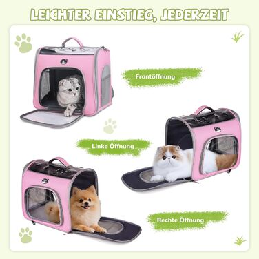 Рюкзак для котів та маленьких собак ALLSOPETS, дихаючий, з фронтальною відкривачкою та страхувальним ремінцем, для подорожей, прогулянок та хайкінгу (Квітково-рожевий)