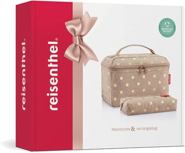 Подарунковий набір косметичок reisenthel Beautycase: косметичка та прямокутна сумка Metallic Dots Coffee (17x18x17 см та 21x8x4 см)