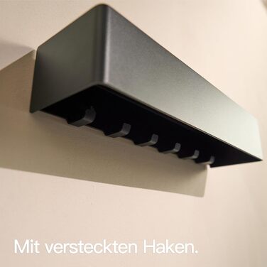 Ключниця настінна Designfabrik Hamburg: сучасний органайзер для ключів з полицею, металевий тримач для ключів у мінімалістичному дизайні для передпокою та коридору, чорний колір