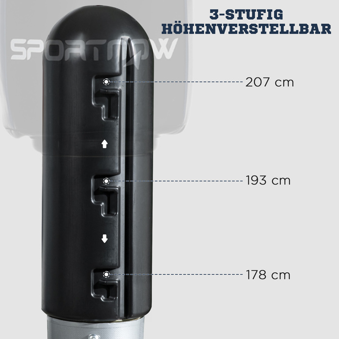 SPORTNOW Стенд для бокса з вільною основою з HDPE, регульована висота 178-207 см, ідеально підходить для дорослих для тренувань вдома, стабільний боксерський партнер.