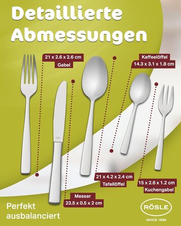 RÖSLE ELEGANCE Cutlery Set for 12 People – 60-Piece High-Gloss Polished Stainless Steel 18/10 Cutlery Set – Premium Cutlery Set, Dishwasher Safe, in Elegant Gift Box 60-Piece Dinner Cutlery