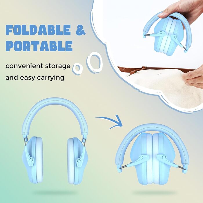 Навушники для захисту від шуму ProCase для дітей, блакитні, регульовані, NRR 22 dB