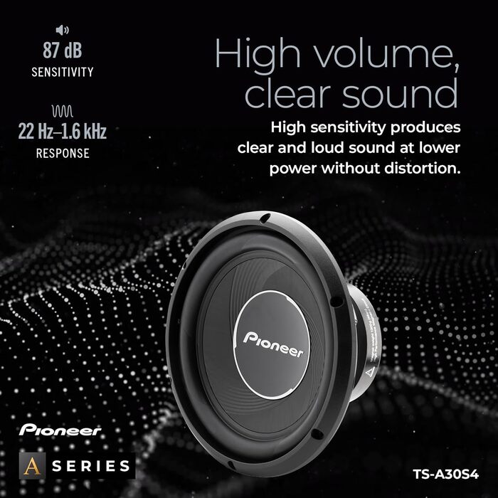 Сабвуфер Pioneer TS-A30S4 30 см, 1400 Вт, чорний, IMPP мембрана, потужний звук