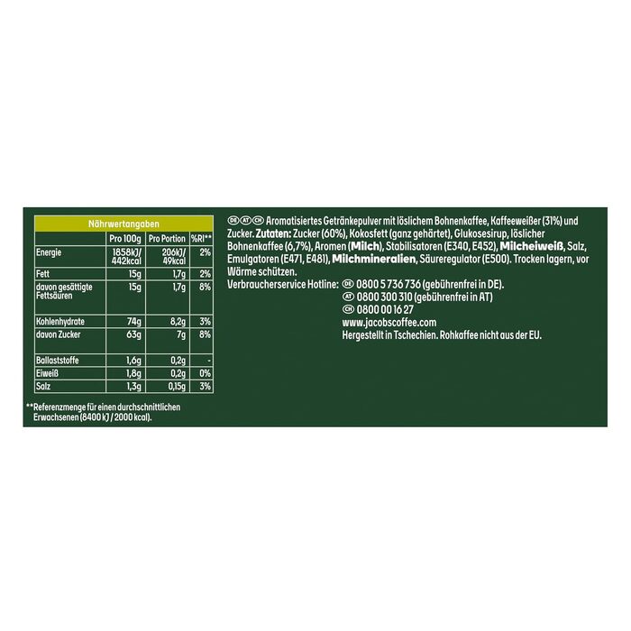 Кава розчинна 3в1 Jacobs Instant Kaffee Sticks з цукром та вершками, смак Фісташка, 120 стіків (1.33 кг)