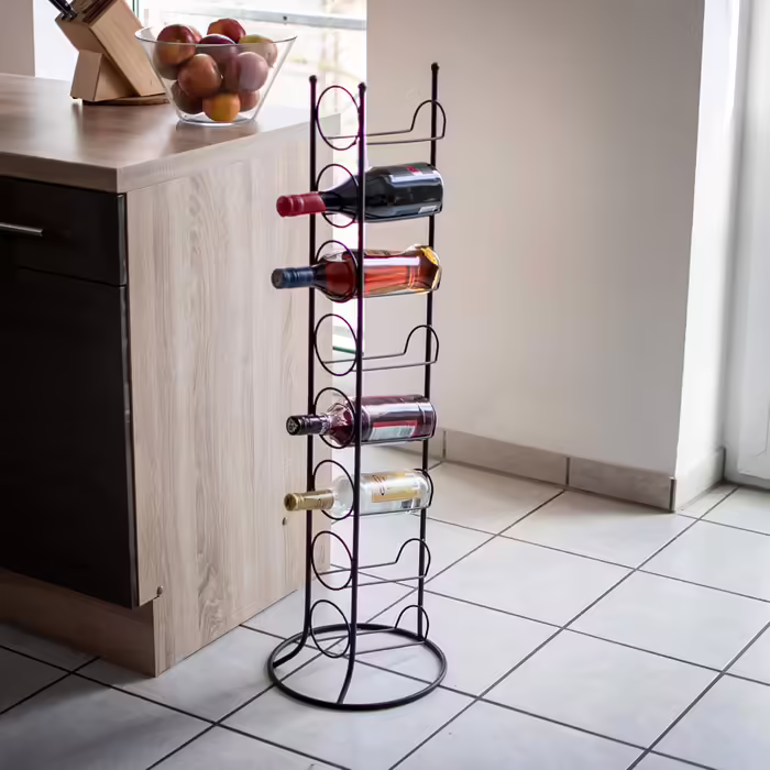UNUS Wine Rack Metal - Bottle Holder for Wine Bottle, Water Bottle - Black - for 8 Bottles