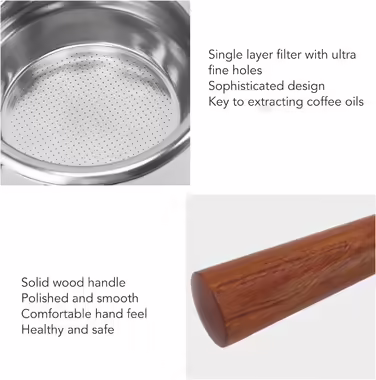 BAOFUYA 58 mm Bottomless Portafilter, Professional Portafilter in Dual Ear Design with Wooden Handle for GAGGIA Coffee Machine (F Palisander)