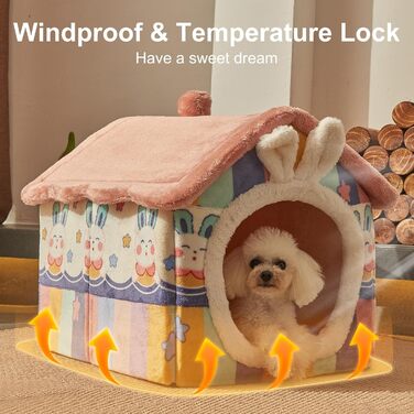 Будиночок для собак Rainbow Bunny з вушками кролика, L, для дому