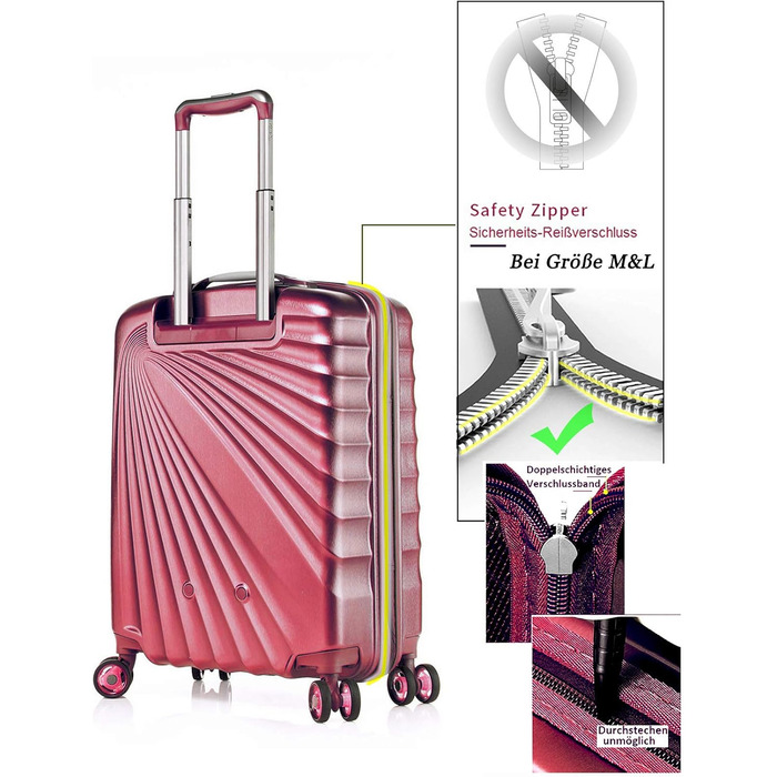 ABISTAB VERAGE Kinetic 4-Double-Wheel Trolley Large, Weighs -76cm, 106-127 Expandable, TSA Lock, ABS/PC Hard Shell Suitcase, Travel Suitcase, Burgundy (Metallic Burgundy, SM)