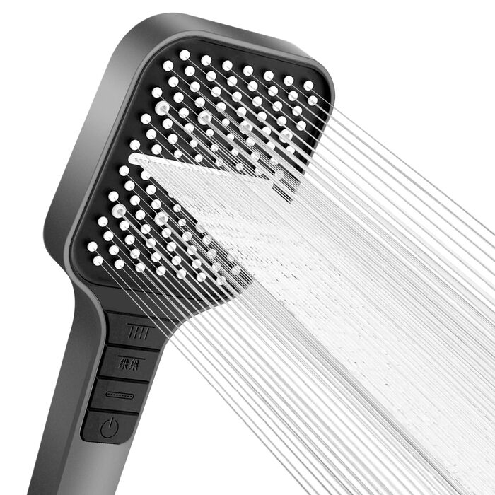 Насадка для душу VEHHE з економним споживанням води, 7 режимів, дощова лійка з кнопкою зупинки, регулюванням однією рукою та силіконовою форсункою, що запобігає засміченню, велика душова лійка з підвищеним тиском (срібна) (7 режимів / сіра)