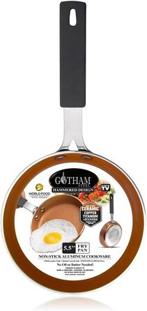 Сковорода Gotham Steel 30 см з антипригарним покриттям та кришкою, Hammered Copper Collection, преміум-алюмінію, нержавіючі ручки, індукційна плита, для яєць