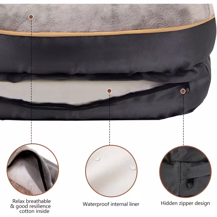 JOYELF XLarge Memory Foam Dog Bed Orthopedic Dog Bed & Sofa with Removable Washable Cover and Squeaky Toy as a Gift (L 68 x W 50 x H 15 cm)